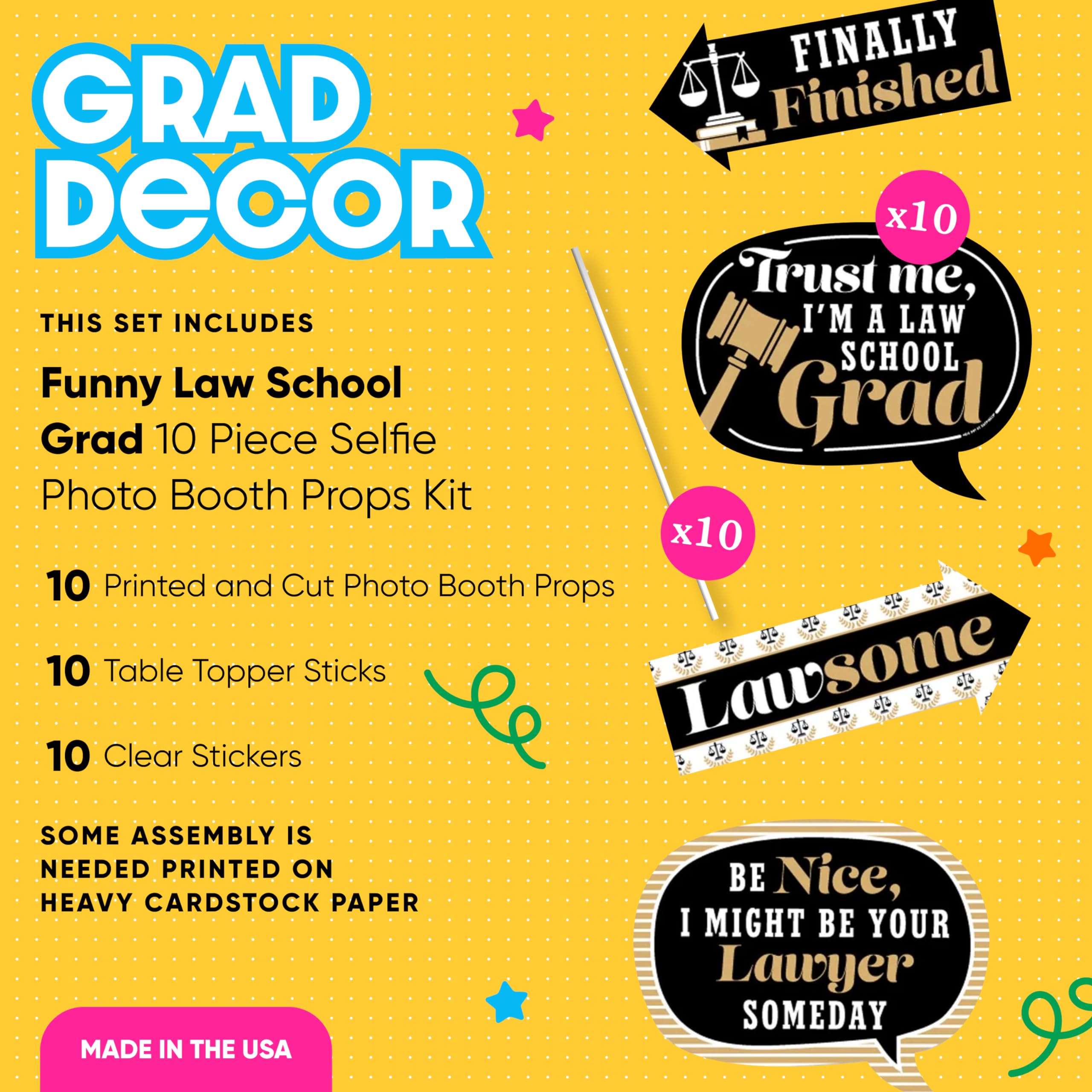 Big Dot Of Happiness Funny Law School Grad - Future Lawyer Graduation Party Photo Booth Props Kit - 10 Piece